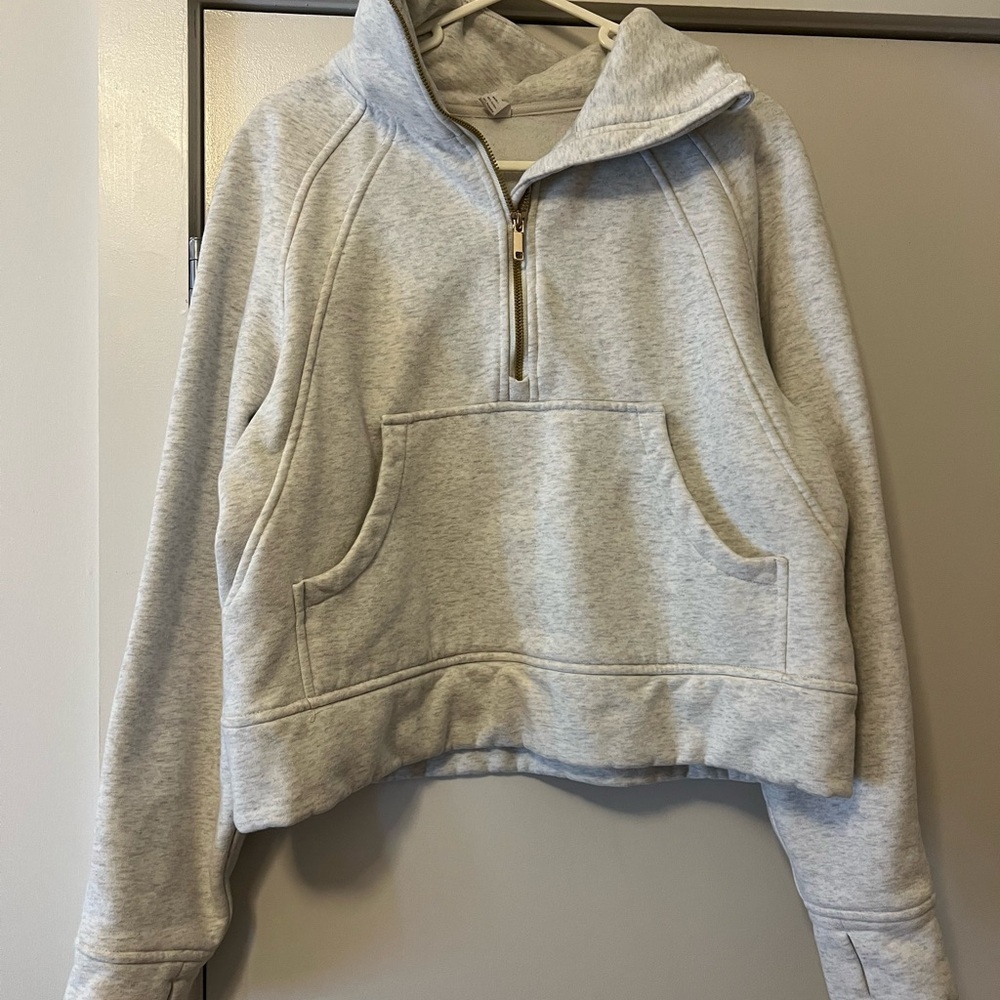 Grey/cream quarter zip with gold zipper